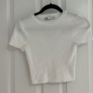 white zara crop top